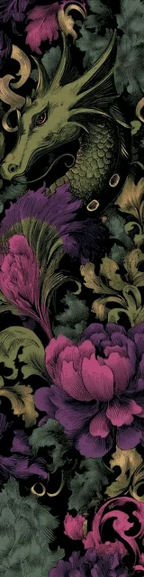 Free printable dragon bookmark featuring dark green dragon